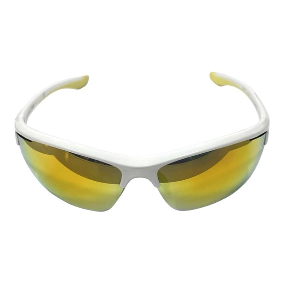 ADULT WHITE/ORANGE HALF-RIM BLADE SUNGLASSES - Picture 2 of 6